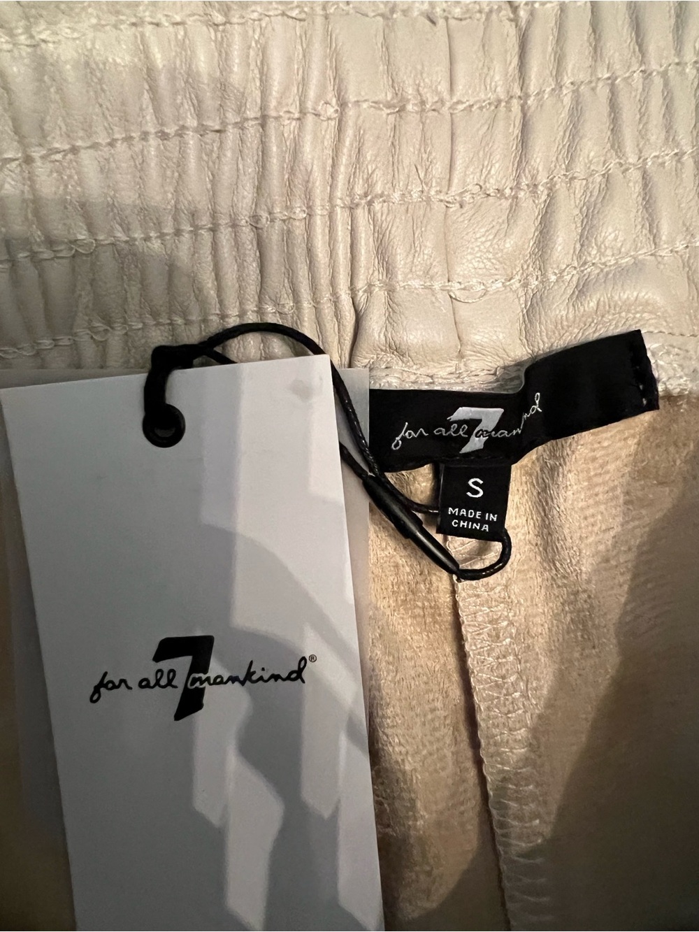 7 For All Mankind Cream Pleather Shorts - Picture 3 of 6